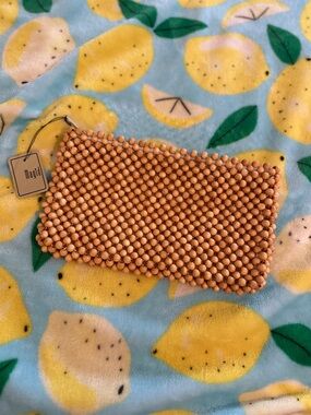Magid Peach Beaded Wristlet Clutch